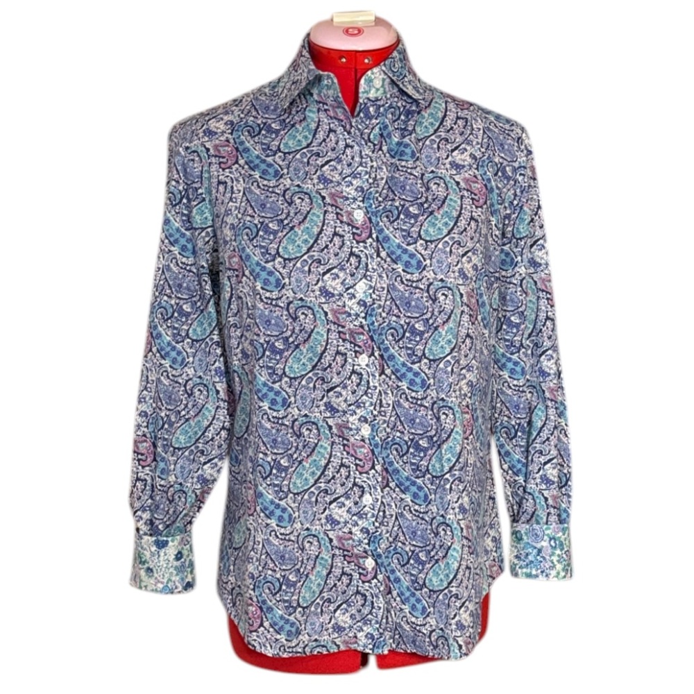Lord & Taylor x Liberty Art Fabrics Purple Paisley Print Button Down Shirt